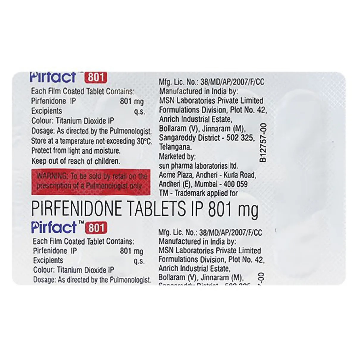 PIRFACT 801 MG TABLET
